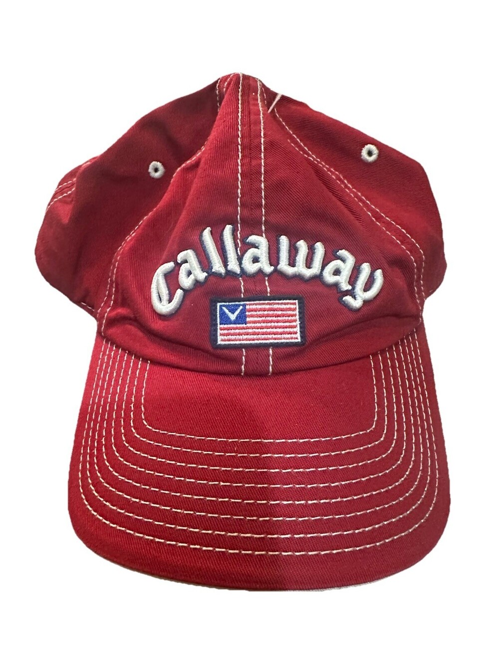 Callaway Golf Red Strapback Hat American Flag Embroidered Adjustable Cap
